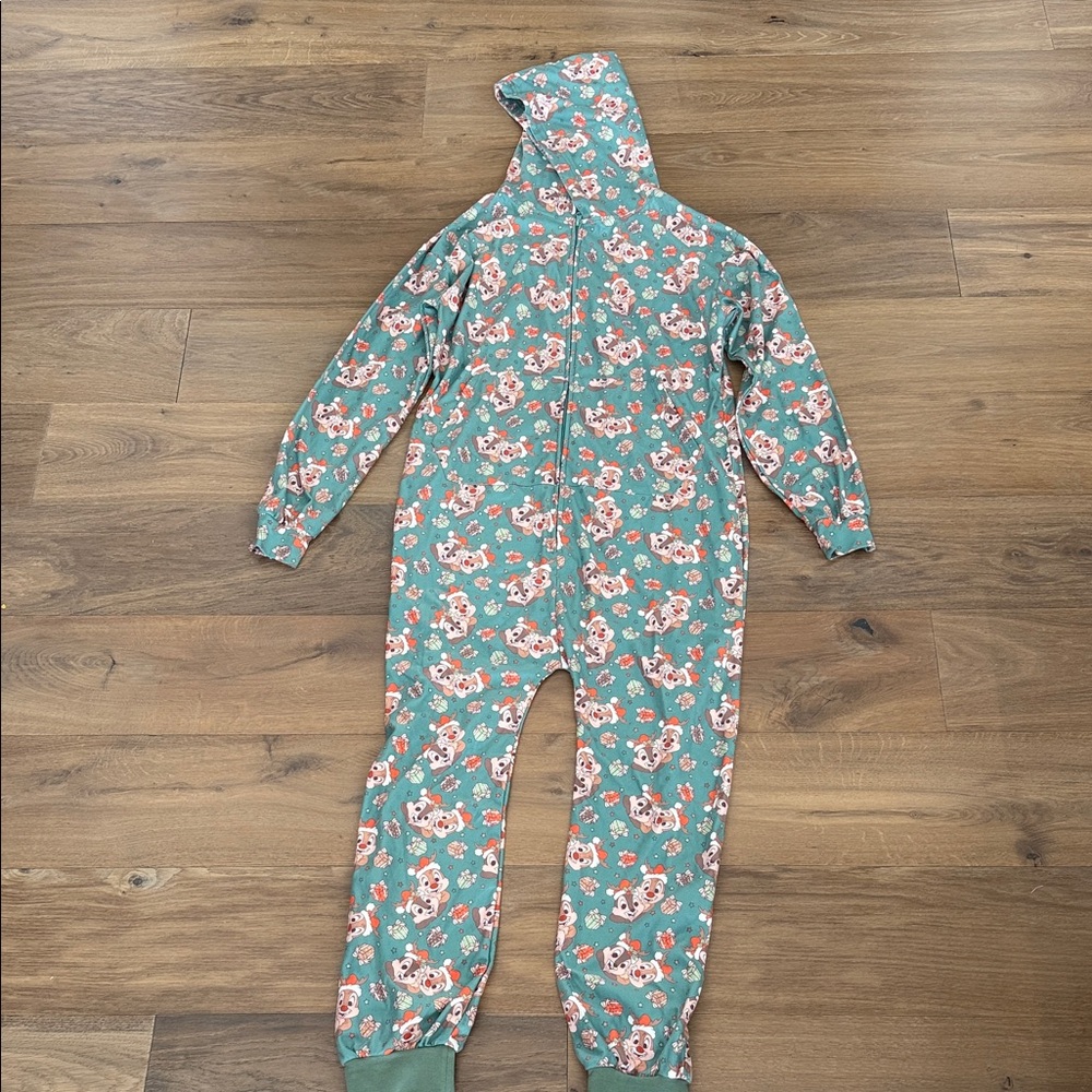 Wild Rich Kids adult onesie pajamas Chip and Dale with hood Disney Christmas
